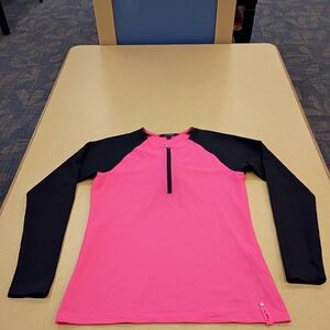 Ralph Lauren Pink and Black Athletic Zip-Front Top